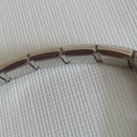 Vintage Silver Toned Composable Stainless Steel Metal Elastic K Charm Bracelet - Picture 12 of 12